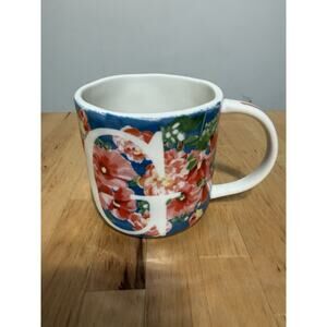 NEW Anthropologie Floral Initial G Mug Ceramic Coffee Cup Accent